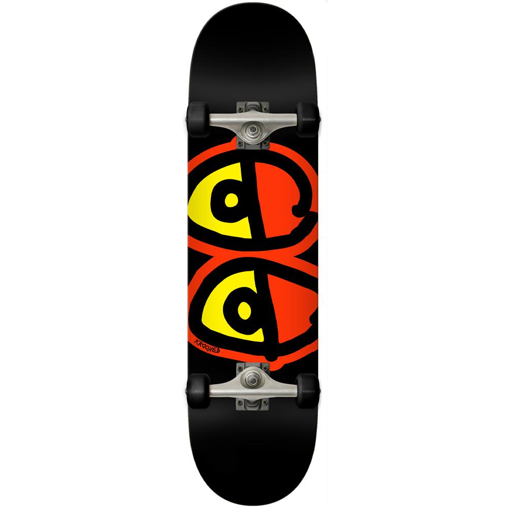 Krooked Glow Eyes Factory Complete Skateboard Black 8.06"