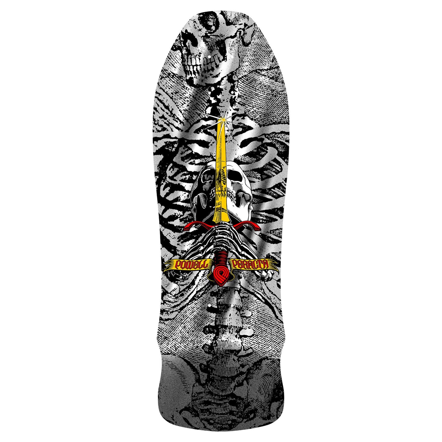 Powell-Peralta GeeGah Skull & Sword  Silver Foil Skateboard Deck '10' 9.75"
