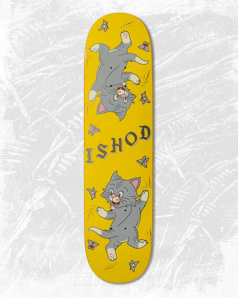 Real Ishod Kitten Scratch Twin Tail Skateboard Deck Yellow 8.0"