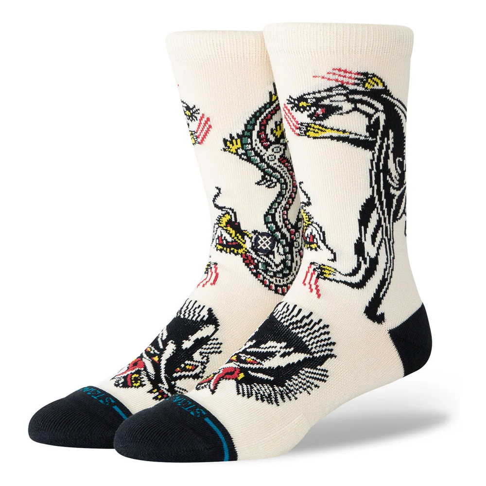 Stance X Bert Krak Battle Crew Socks Cream Large Uk7-11