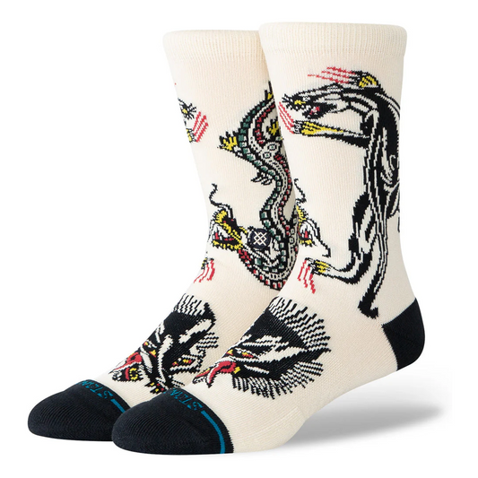 Stance X Bert Krak Battle Crew Socks Cream Large Uk7-11