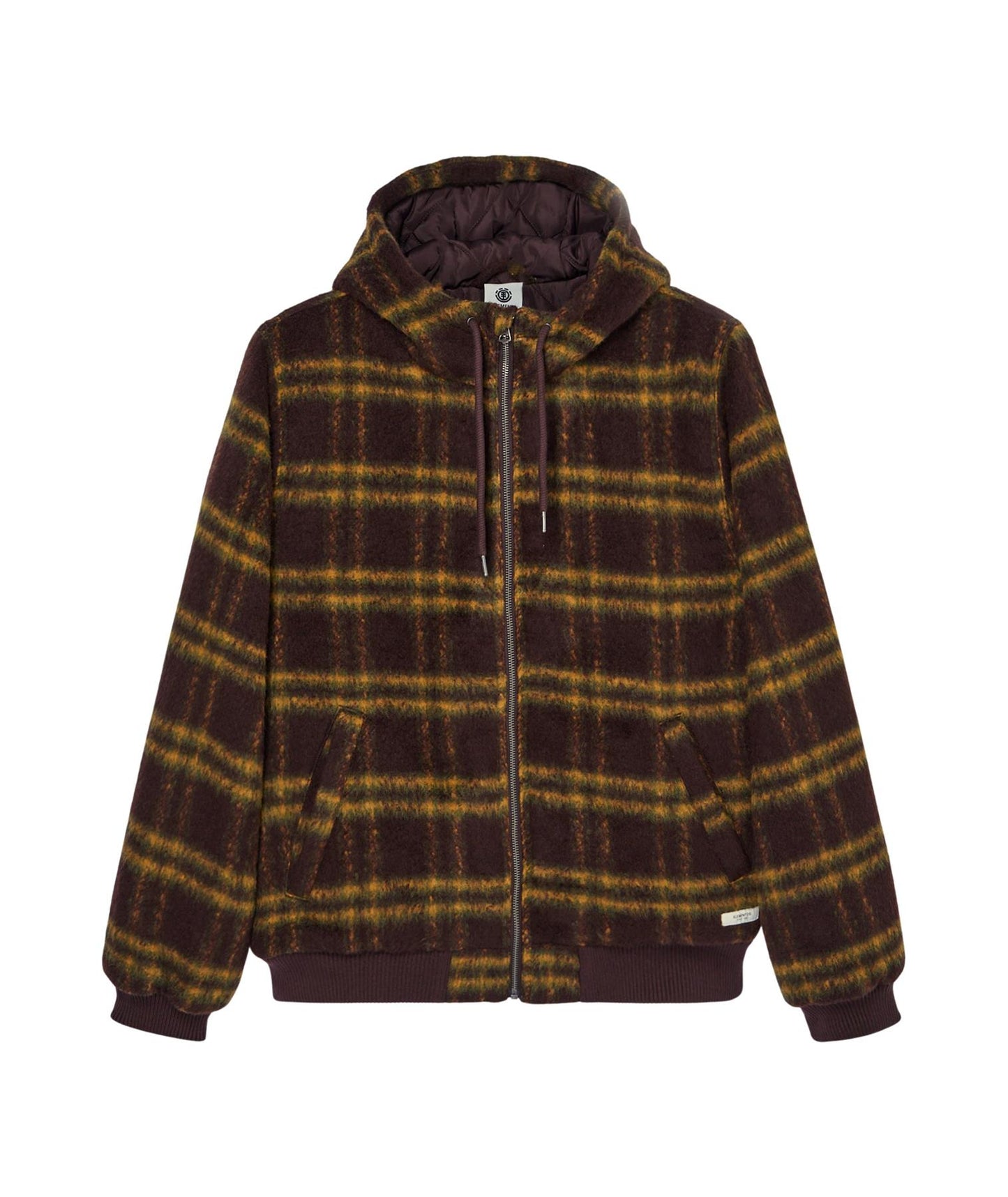 Element Dulcey Fuzzy Check Hooded Bomber Jacket Brushed Plaid Mole