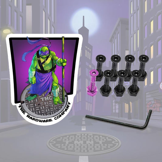 THC The Hardware Company TMNT Donny Purple Skateboard Nuts & Bolts 1" Allen Key & Sticker