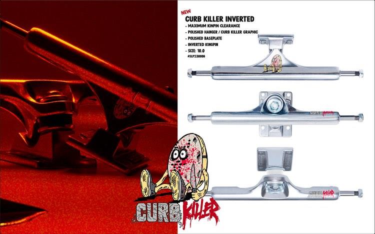 Slappy ST1 CurbKiller II Hollow Inverted KP Skateboard Trucks Polished 10"
