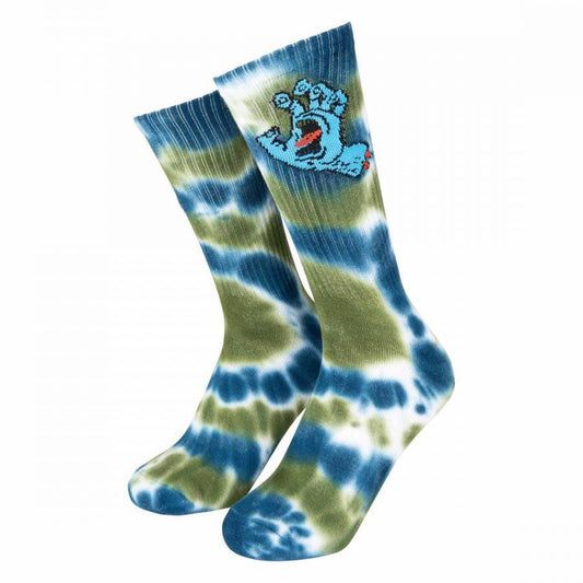 Santa Cruz Socks Screaming Hand Teal Tie Dye