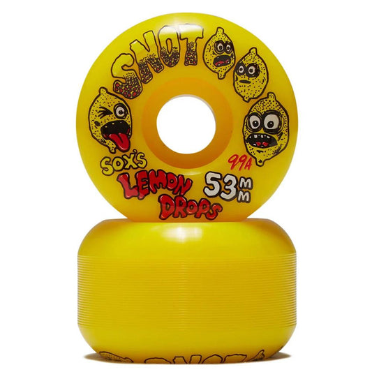 Snot Wheels Sox Lemon Drops Conical Yellow Skateboard Wheels 53mm 99a
