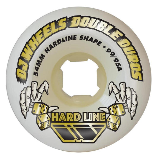 OJ Double Duro Skateboard Wheels Hardline 99a/95a White 54mm