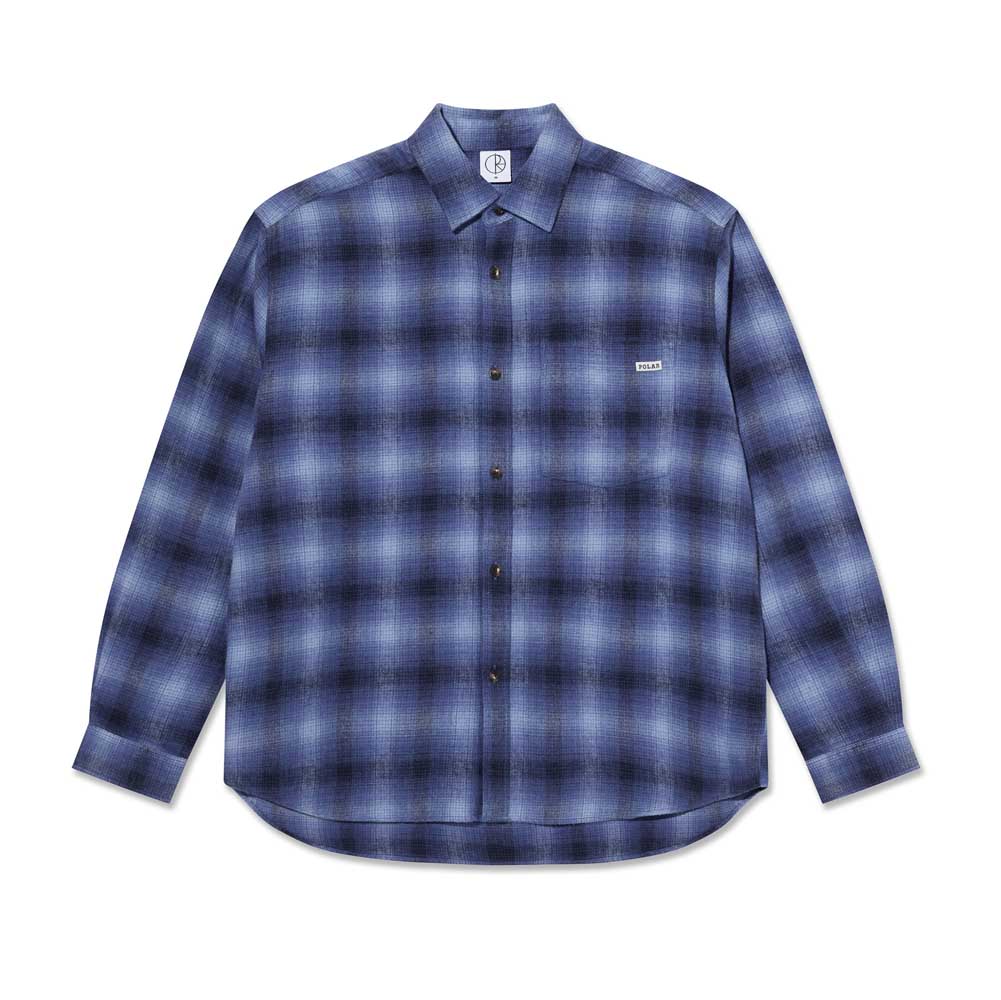 Polar Skateboards Mitchell Long Sleeve Shadow Check Shirt Blue