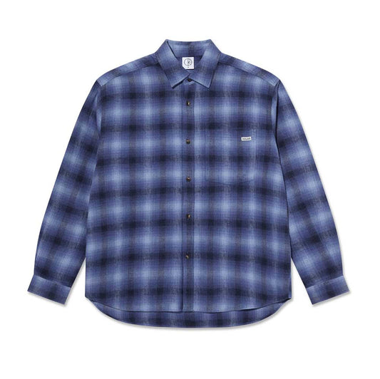 Polar Skateboards Mitchell Long Sleeve Shadow Check Shirt Blue