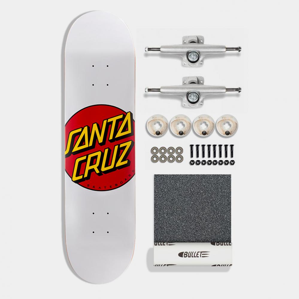 Santa Cruz Classic Dot White Complete Skateboard Kit 8"