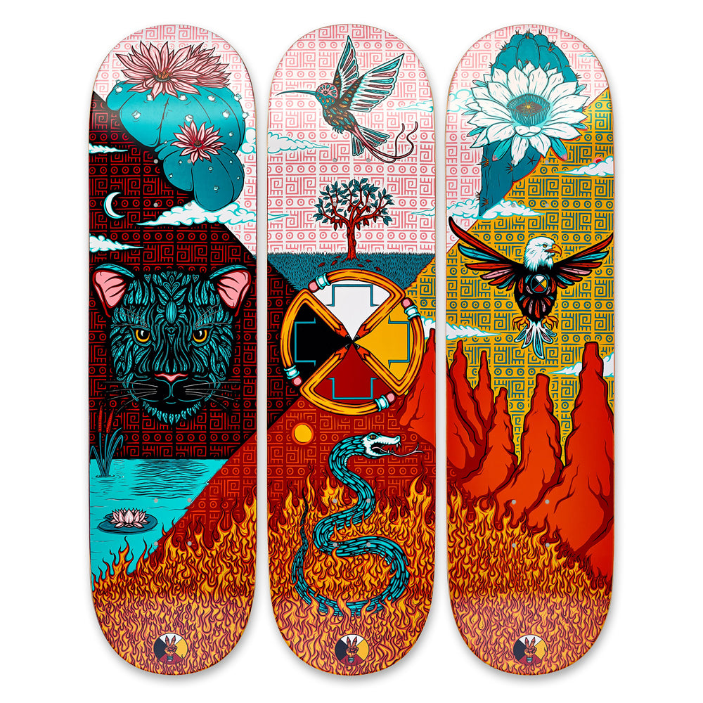 Drawing Boards The Medicine Wheel Full Set Of 3 Skateboard Decks 8.25"