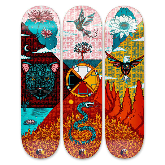 Drawing Boards The Medicine Wheel Full Set Of 3 Skateboard Decks 8.25"