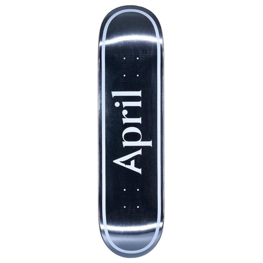 April OG Logo Silver Foil Black Skateboard Deck 8.5"