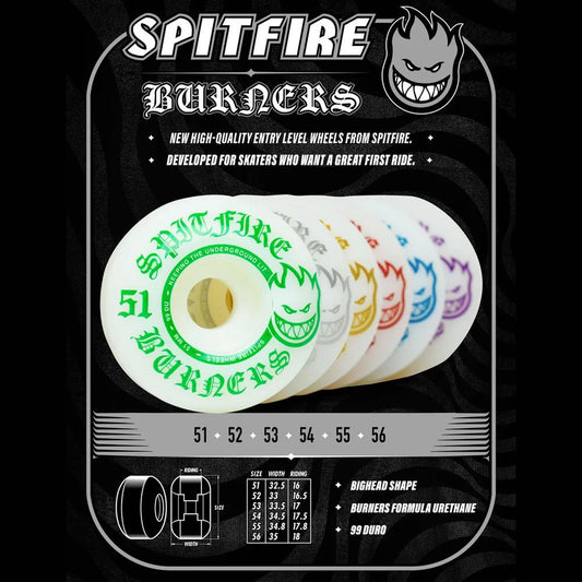 Spitfire Burner Bighead Skateboard Wheels Green 51mm 99a