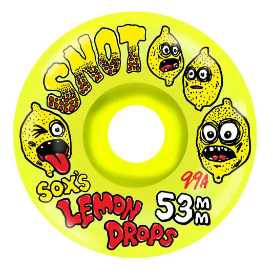 Snot Wheels Sox Lemon Drops Conical Yellow Skateboard Wheels 53mm 99a