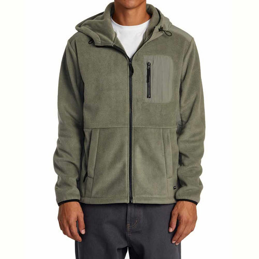 RVCA Block Hooded Zip Fleece Green Sage Leaf