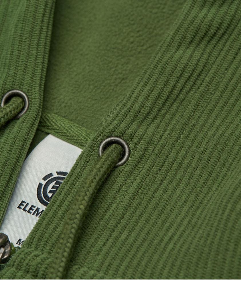 Element Lowcase Corduroy Zip Hooded Sweatshirt Bronze Green