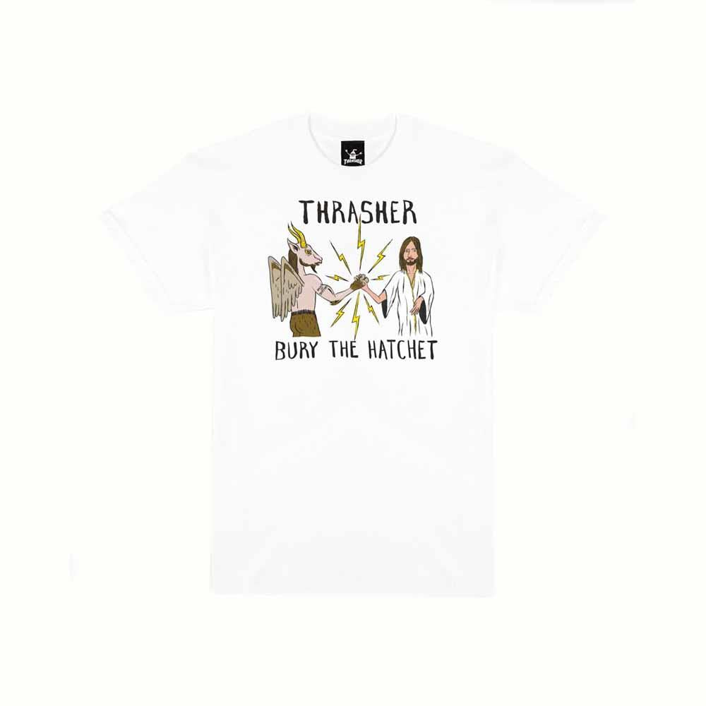 Thrasher Magazine X Toy Machine Bury The Hatchet T-Shirt White