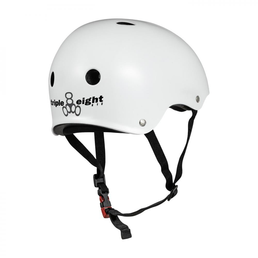 Triple Eight Certified Sweatsaver Skateboard Helmet White Glossy