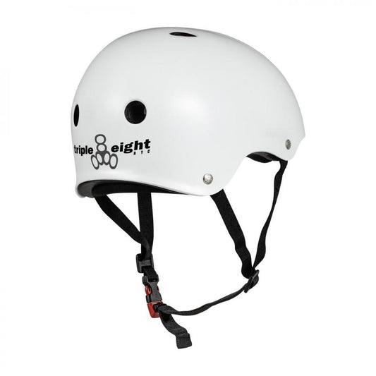 Triple Eight Certified Sweatsaver Skateboard Helmet White Glossy