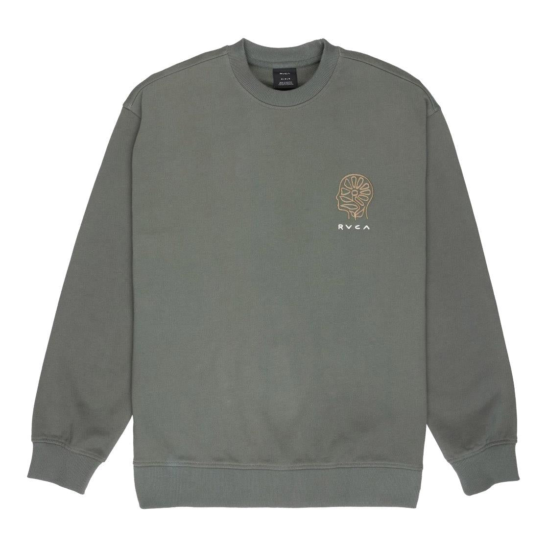 RVCA In Nature Crewneck Fleece Sweatshirt Basic Sage Leaf