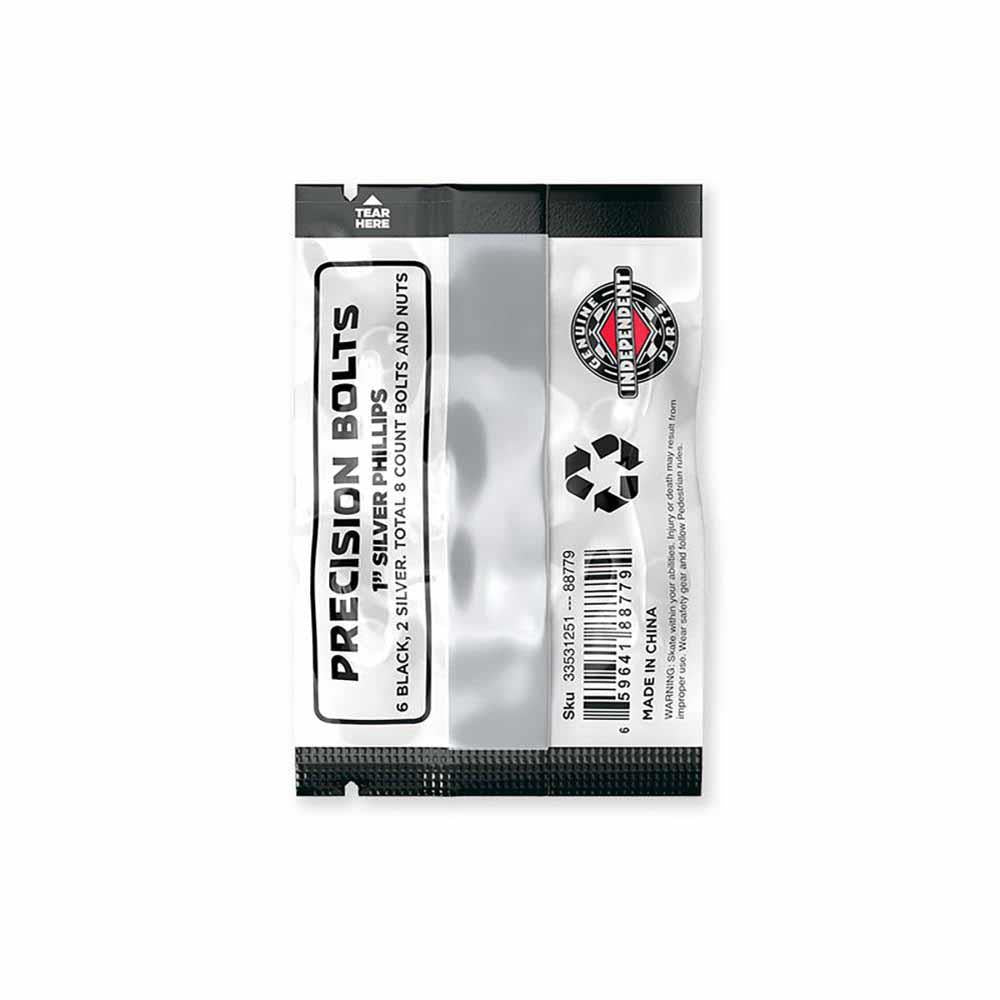 Independent Indy Skateboard Bolts Phillips Hardware Black/Silver 1"