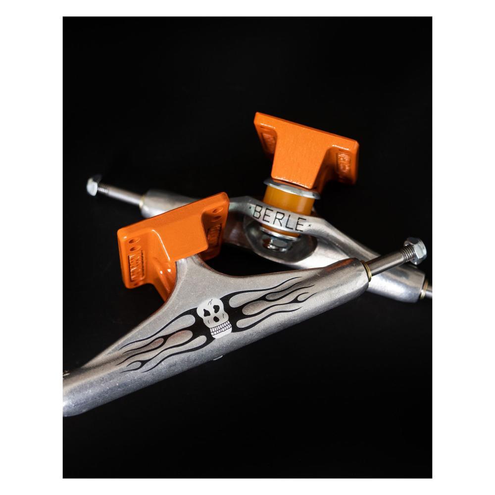 Indy Independent Stage 11 Skateboard Trucks Pair Pro Elijah Berle Skull Silver/Orange 144 mm