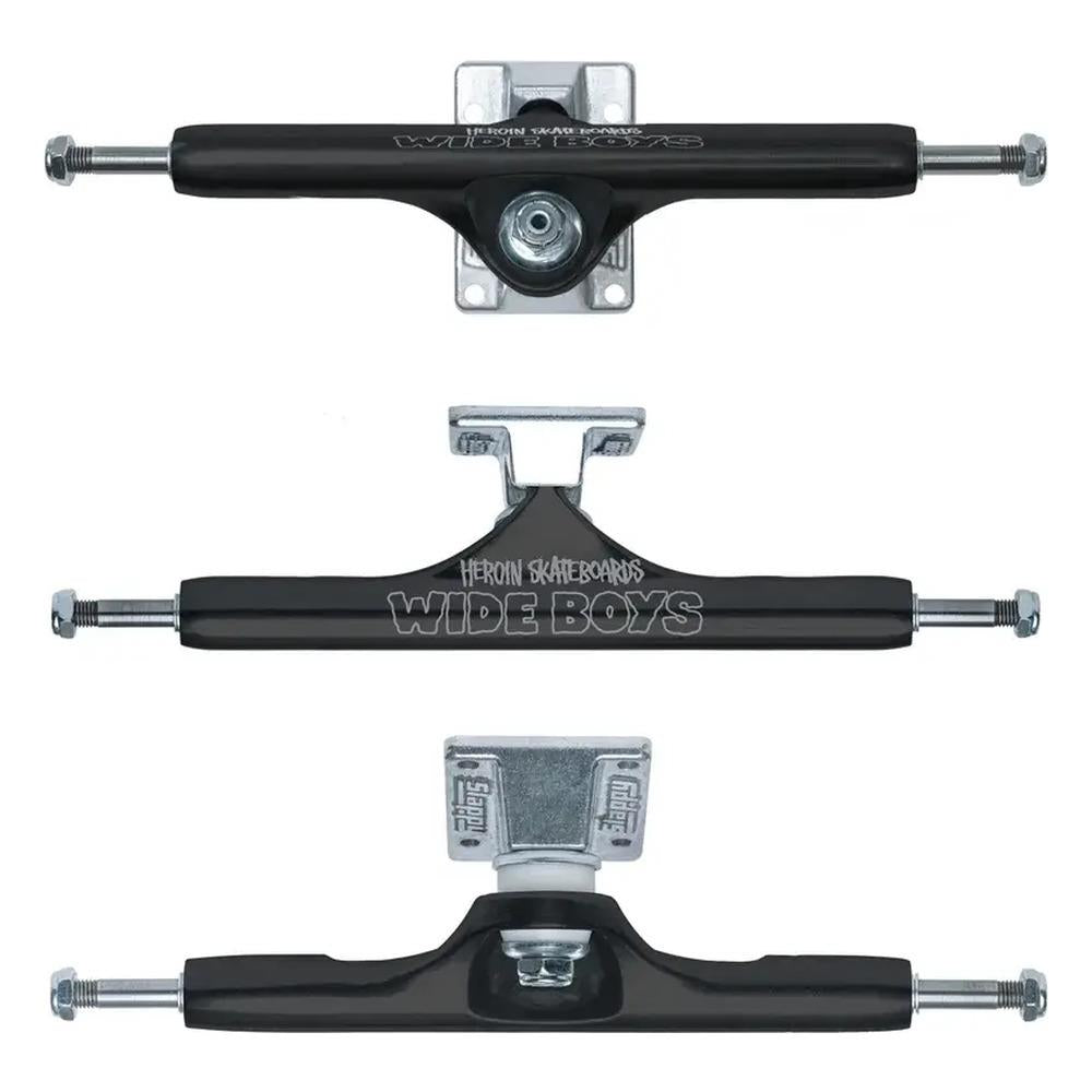 Slappy ST1 Hollow Wide Boy Skateboard Trucks Polished Black 10.5"