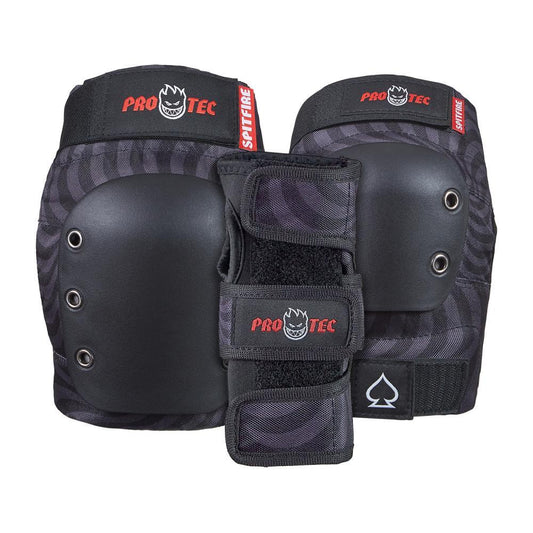 Pro-Tec Pads X Spitfire Street Junior 3PK Pad Set Open Black Youth