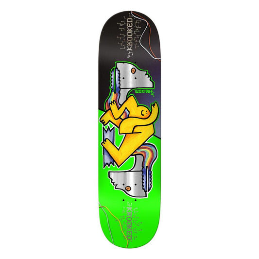 Krooked Worrest Neon Robot Skateboard Deck Green 8.3" Twin Tail Slick