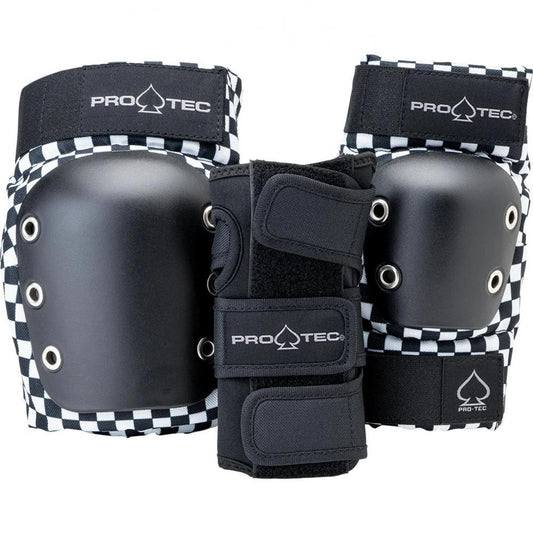 Pro-Tec Skateboard Pads Street Adult 3-PK Pad Set Open Checker