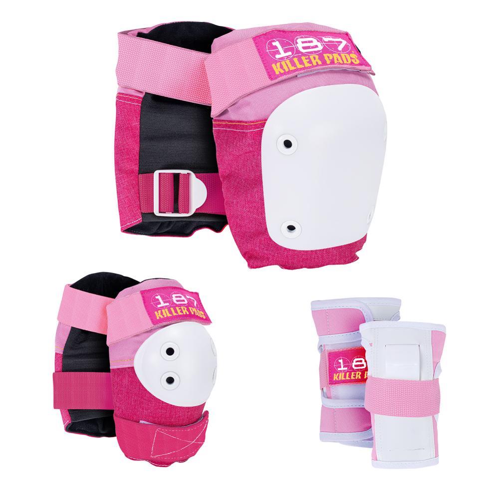 187 Killer Pads Adult Six Pack Set Knee Elbow Wrist Guards Pink