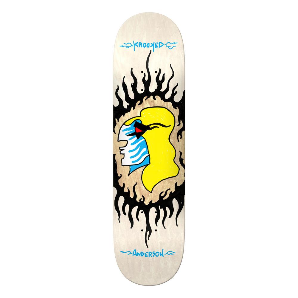 Krooked Anderson Pink Flame Skateboard Deck White 8.38"