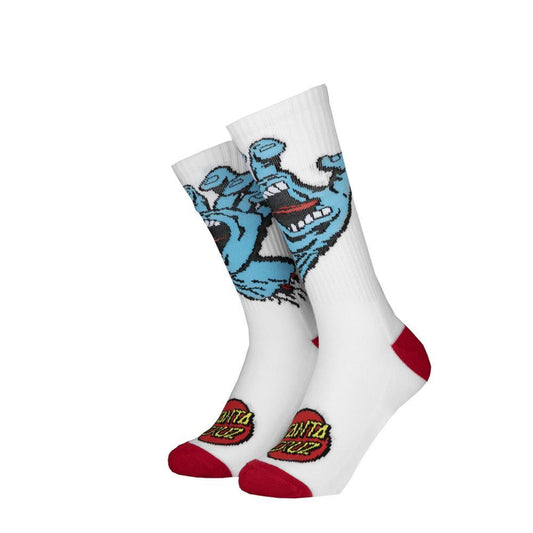 Santa Cruz Socks Screaming Hand White UK 8-11