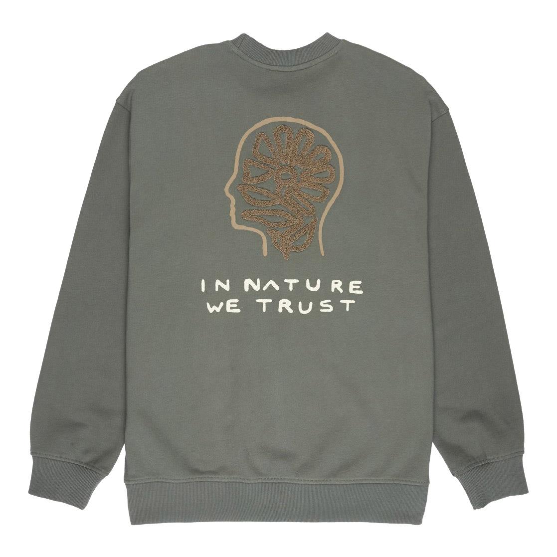 RVCA In Nature Crewneck Fleece Sweatshirt Basic Sage Leaf