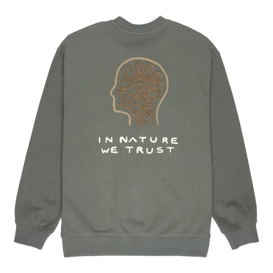 RVCA In Nature Crewneck Fleece Sweatshirt Basic Sage Leaf