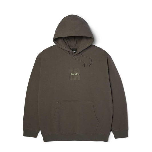 Huf Box Logo Pullover Hooded Sweatshirt Dark Earth Brown