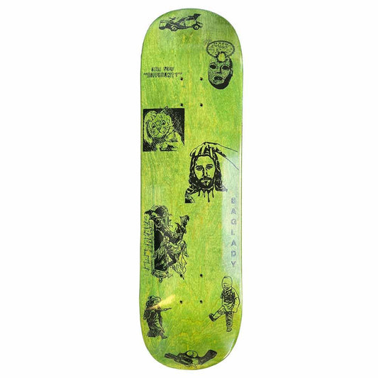 Baglady Supplies Didactic Skateboard Deck Green Stain 8.5"