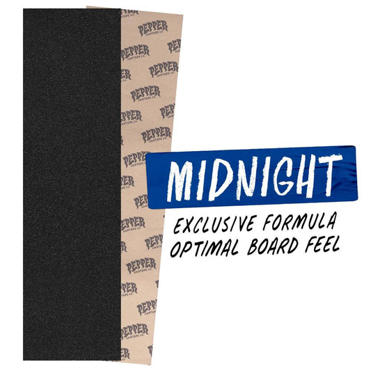 Pepper Midnight Black Skateboard Grip Tape Sheet 9"