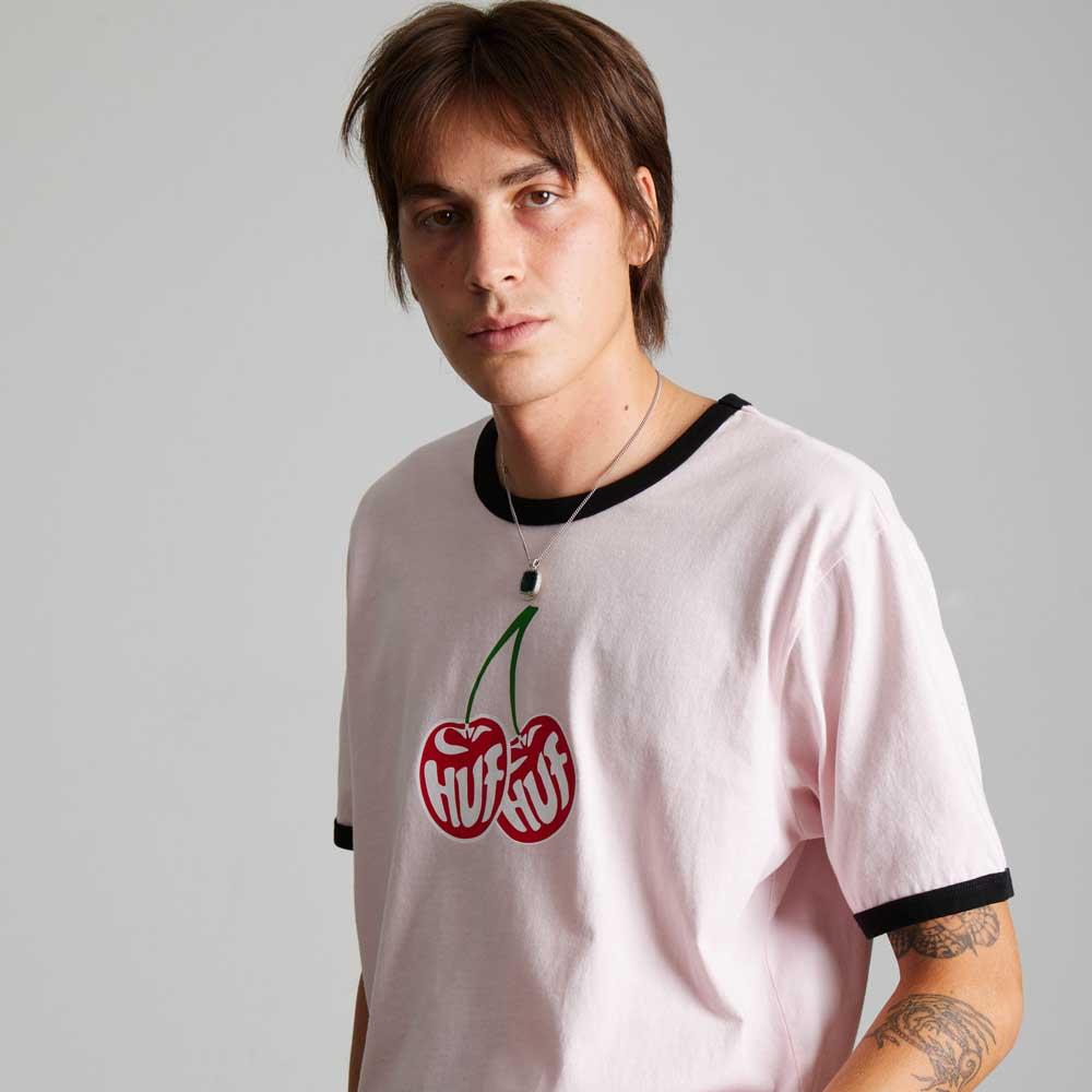 Huf Cherries Ringer T-Shirt Dusty Pink