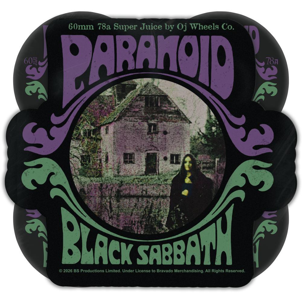 OJ Skateboard Wheels Black Sabbath Super Juice Paranoid Soft 78a Black 60mm