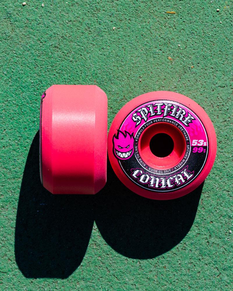 Spitfire Formula 4 Team Conical Colors 53mm Skateboard Wheels Pink 99a