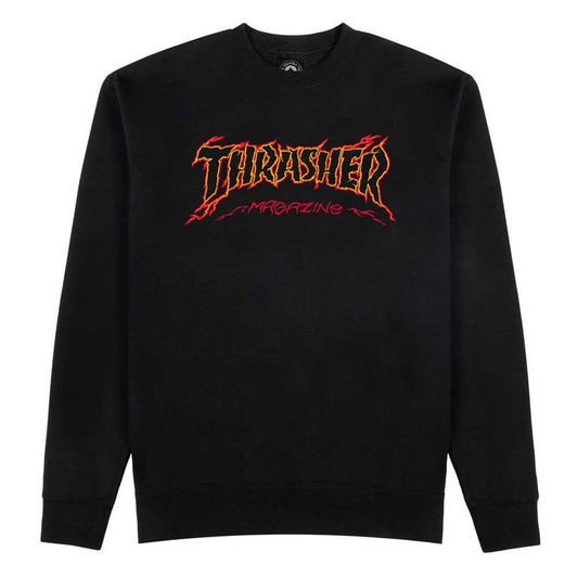 Thrasher Cracked By ExTeenager Crewneck Sweatshirt Black