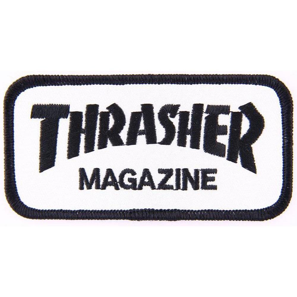 Thrasher Magazine Logo White Black Patch 4"
