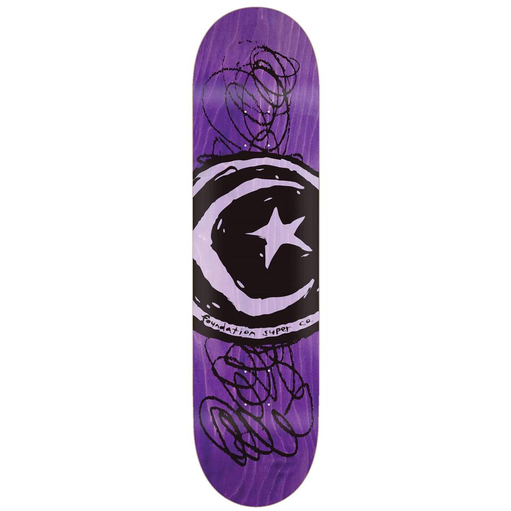 Foundation Skateboards Star & Moon Scribble Skateboard Deck  multiple stains 8.38"