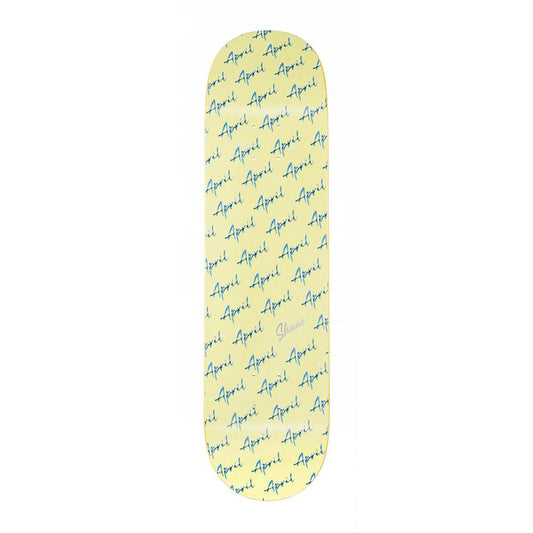 April Skateboards Shane Script Logo Yellow Skateboard Deck 8.125"