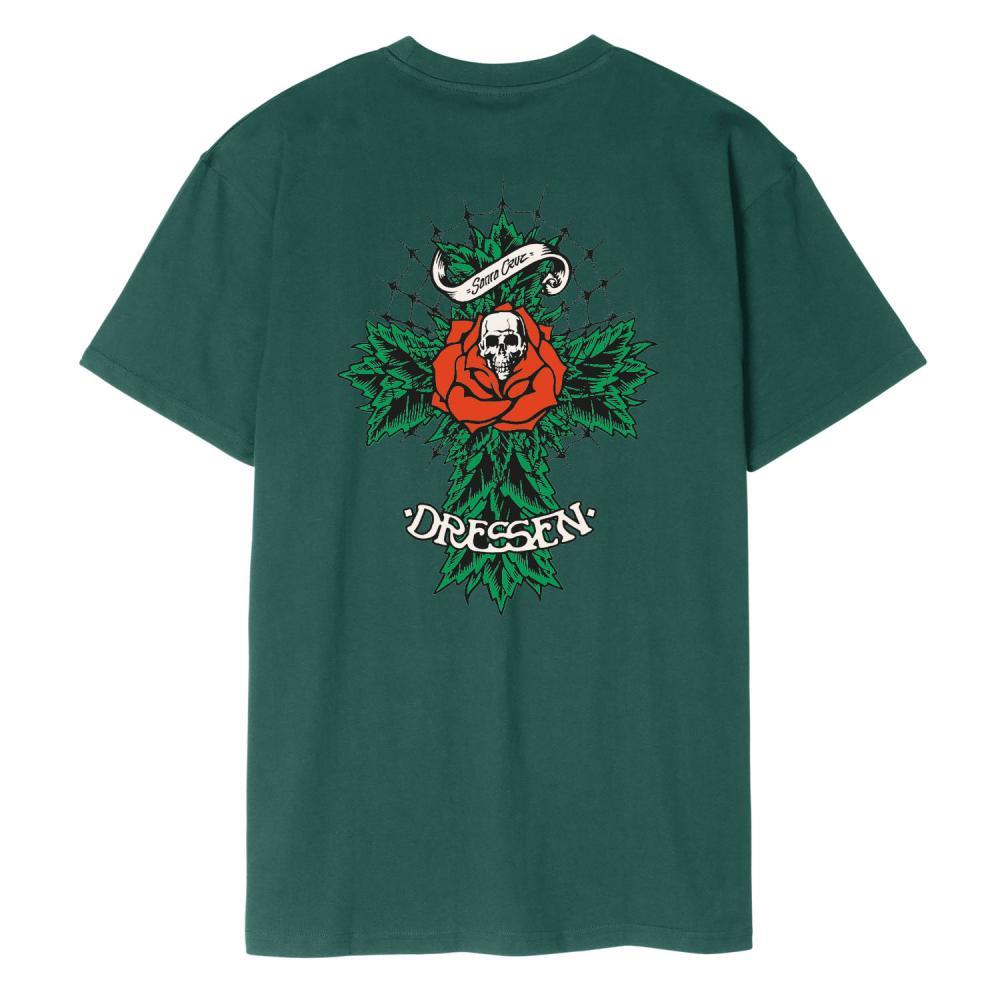 Santa Cruz T-Shirt Dressen Rose Cross 2 Rainforest Green