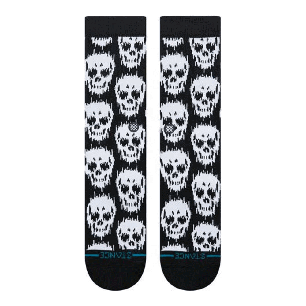 Stance Static Skull Crew Socks Black Large Uk7-11