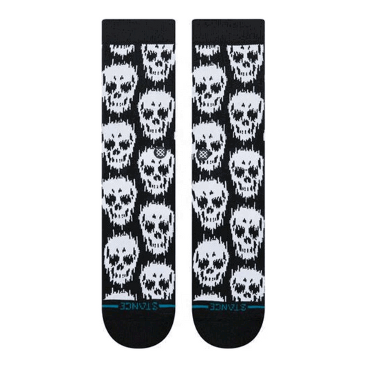 Stance Static Skull Crew Socks Black Large Uk7-11