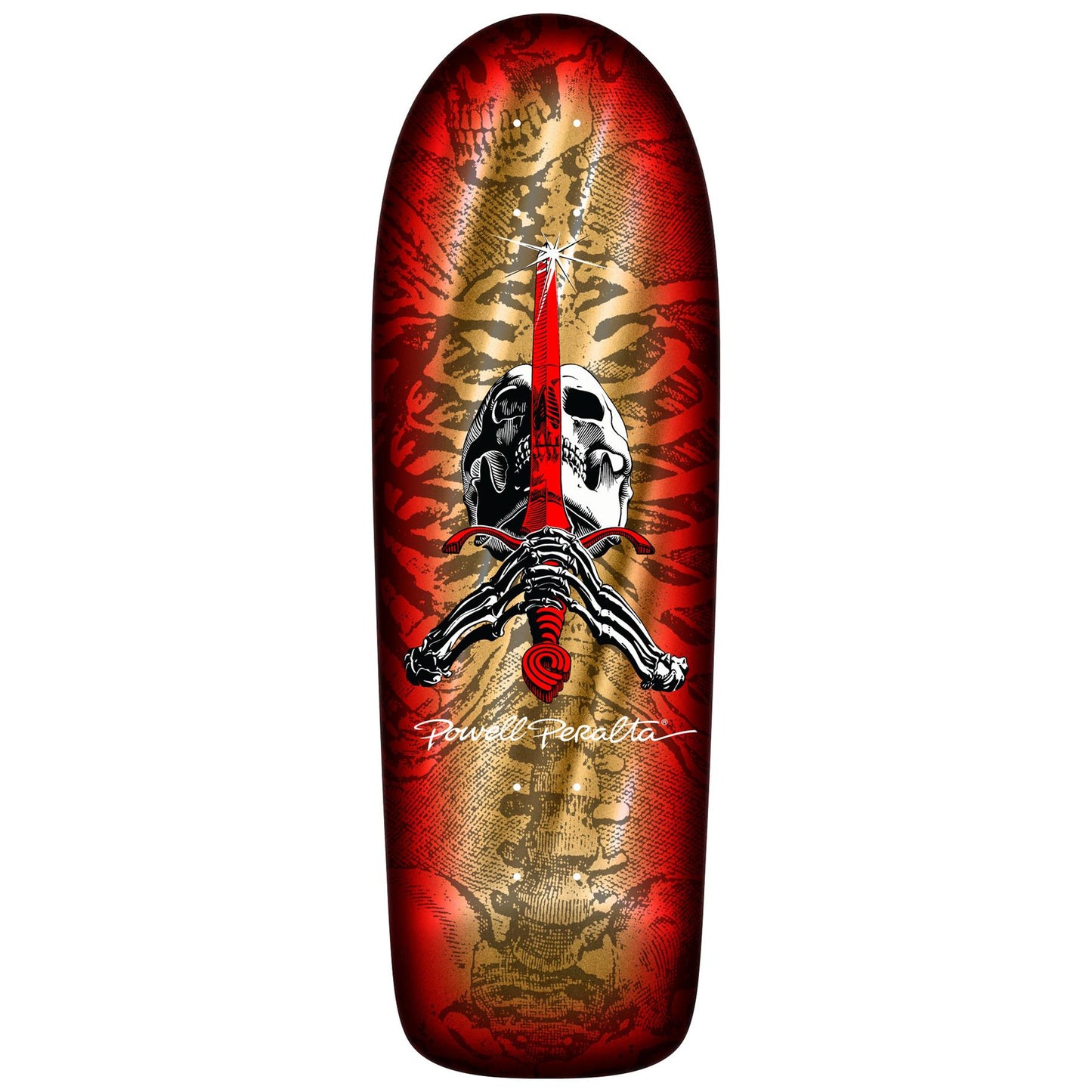 Powell-Peralta Rodriguez Skull & Sword Gold Skateboard Deck '12' 10.0"